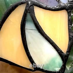 Signed Dale Tiffany Floral Stained Glass Accent Table Lamp Art Nouveau Mosaic