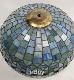 Signed Ornate Antique Chicago Mosaic Lamp Co. Leaded Stained Glass Lamp WORKS