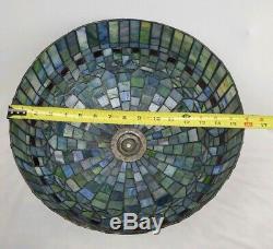 Signed Ornate Antique Chicago Mosaic Lamp Co. Leaded Stained Glass Lamp WORKS