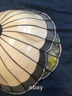 Slag Tiffany Style Stained Glass Acrylic Dome Lamp Shade Cream Gray Blue Green
