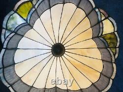 Slag Tiffany Style Stained Glass Acrylic Dome Lamp Shade Cream Gray Blue Green