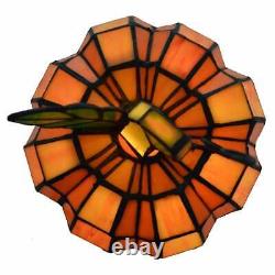 Small Orange Pumpkin Shaped Stained Glass Accent Lamp Autumn Centerpiece Decor