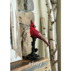 Small Table Lamp Tiffany Style Accent Red Cardinal Stained Glass Whimsical 13.5