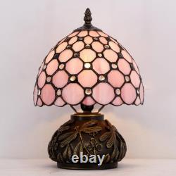 Small Tiffany Lamp Desk Pink Stained Glass Pearl Bead Mushroom Table Lamp Bro