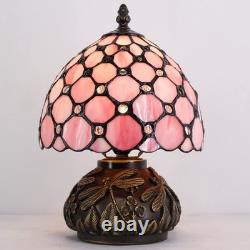 Small Tiffany Lamp Desk Pink Stained Glass Pearl Bead Mushroom Table Lamp Bro
