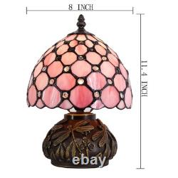 Small Tiffany Lamp Desk Pink Stained Glass Pearl Bead Mushroom Table Lamp Bro