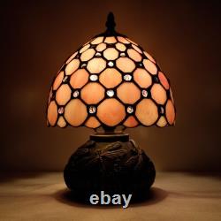 Small Tiffany Lamp Desk Pink Stained Glass Pearl Bead Mushroom Table Lamp Bro