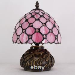 Small Tiffany Lamp Desk Pink Stained Glass Pearl Bead Mushroom Table Lamp Bro