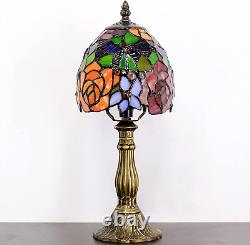 Small Tiffany Lamp Mini Accent Table Lamp Stained Glass Red Yellow Rose Style De