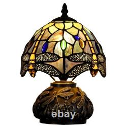 Small Tiffany Lamp Mini Stained Glass Table Lamp Brown Yellow Dragonfly Style