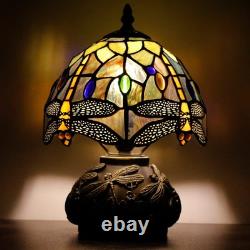 Small Tiffany Lamp Mini Stained Glass Table Lamp Brown Yellow Dragonfly Style