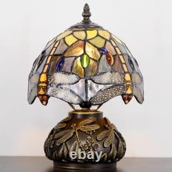 Small Tiffany Lamp Mini Stained Glass Table Lamp Brown Yellow Dragonfly Style