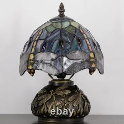 Small Tiffany Lamp Mini Stained Glass Table Lamp Brown Yellow Dragonfly Style