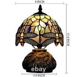 Small Tiffany Lamp Mini Stained Glass Table Lamp Brown Yellow Dragonfly Style
