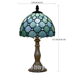 Small Tiffany Lamp Mini Stained Glass Table Lamp Sea Blue Pearl Style Bedside