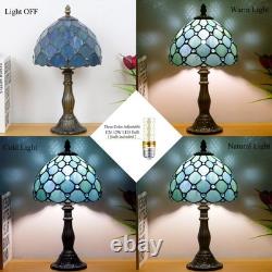 Small Tiffany Lamp Mini Stained Glass Table Lamp Sea Blue Pearl Style Bedside