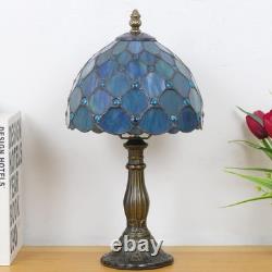 Small Tiffany Lamp Mini Stained Glass Table Lamp Sea Blue Pearl Style Bedside