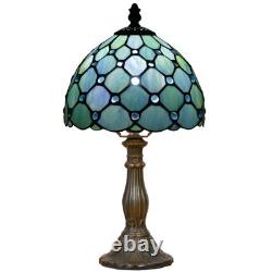 Small Tiffany Lamp Mini Stained Glass Table Lamp Sea Blue Pearl Style Bedside