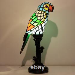 Small Tiffany Lamp Parrot Table Lamp Stained Glass Accent Lamp 15.3 Inch Tall Mi