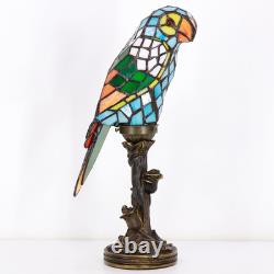 Small Tiffany Lamp Parrot Table Lamp Stained Glass Accent Lamp 15.3 Inch Tall Mi