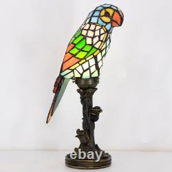 Small Tiffany Lamp Parrot Table Lamp Stained Glass Accent Lamp 15.3 Inch Tall Mi