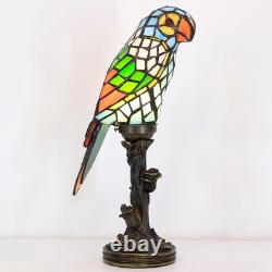 Small Tiffany Lamp Parrot Table Lamp Stained Glass Accent Lamp 15.3 Inch Tall Mi