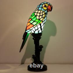 Small Tiffany Lamp Parrot Table Lamp Stained Glass Accent Lamp 15.3 Inch Tall Mi