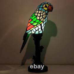 Small Tiffany Lamp Parrot Table Lamp Stained Glass Accent Lamp 15.3 Inch Tall Mi