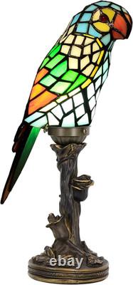 Small Tiffany Lamp Parrot Table Lamp Stained Glass Accent Lamp 15.3 Inch Tall Mi