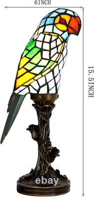 Small Tiffany Lamp Parrot Table Lamp Stained Glass Accent Lamp 15.3 Inch Tall Mi