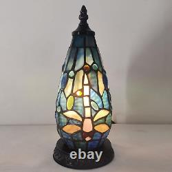 Small Tiffany Lamp Stained Glass Table Lamp 4.5X4.5X11 Inch Christmas Tree Light