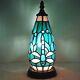 Small Tiffany Lamp Stained Glass Table Lamp 4.5x4.5x11 Inch-sea Blue Dragonfly