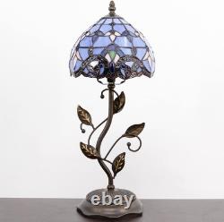 Small Tiffany Lamp Stained Glass Table Lamp Metal Leaf Accent Desk Memory Lamp S