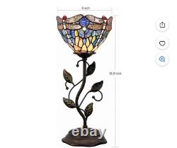 Small Tiffany Lamp Stained Glass Table Lamp Uplight Accent With Leaf Base