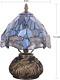Small Tiffany Lamp W8h11 Inch Sea Blue Stained Glass Dragonfly Style Table Lamp