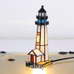 Small Tiffany Lighthouse White Stained Glass Mini Desk Lamp Accent Night Light f Small Tiffany Lighthouse White Stained Glass Mini Desk Lamp Accent Night Light f