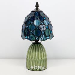 Small Tiffany Mushroom Table Lamp Stained Glass Desk Lamp Ceramic Base Antique A