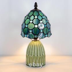 Small Tiffany Mushroom Table Lamp Stained Glass Desk Lamp Ceramic Base Antique A