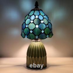 Small Tiffany Mushroom Table Lamp Stained Glass Desk Lamp Ceramic Base Antique A