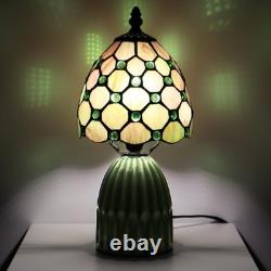 Small Tiffany Mushroom Table Lamp Stained Glass Desk Lamps Ceramic Base Antiq