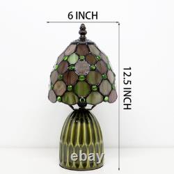 Small Tiffany Mushroom Table Lamp Stained Glass Desk Lamps Ceramic Base Antiq