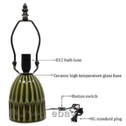 Small Tiffany Mushroom Table Lamp Stained Glass Desk Lamps Ceramic Base Antiq