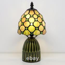 Small Tiffany Mushroom Table Lamp Stained Glass Desk Lamps Ceramic Base Antiq