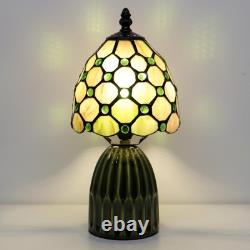 Small Tiffany Mushroom Table Lamp Stained Glass Desk Lamps Ceramic Base Antiq