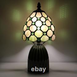 Small Tiffany Mushroom Table Lamp Stained Glass Desk Lamps Ceramic Base Antiq
