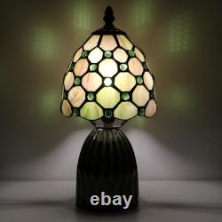 Small Tiffany Mushroom Table Lamp Stained Glass Desk Lamps Ceramic Base Antiq