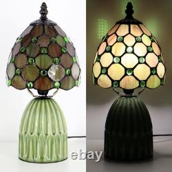 Small Tiffany Mushroom Table Lamp Stained Glass Desk Lamps Ceramic Base Antiq