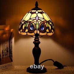 Small Tiffany Style Stained Glass Table Lamp Serenity Victorian Vintage Decor