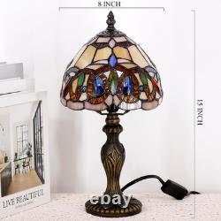 Small Tiffany Style Stained Glass Table Lamp Serenity Victorian Vintage Decor