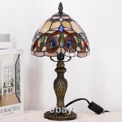 Small Tiffany Style Stained Glass Table Lamp Serenity Victorian Vintage Decor
